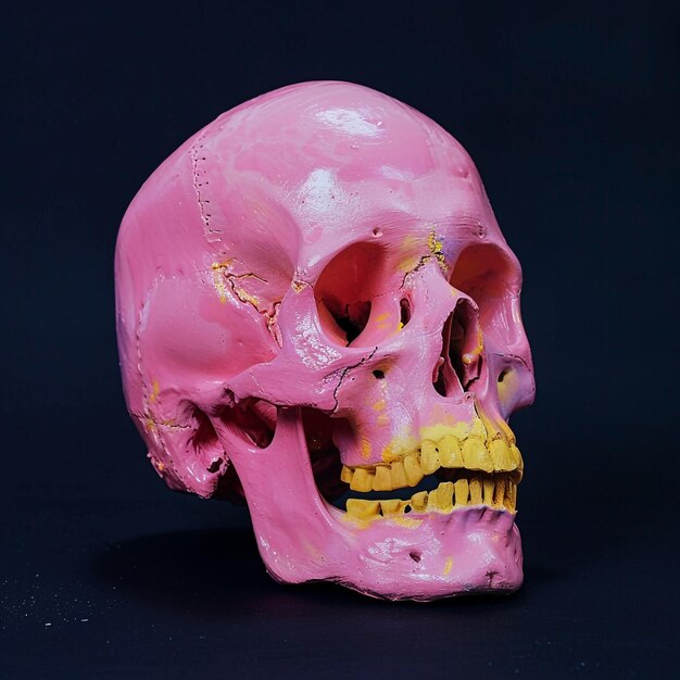 Photo a pink skull with the word  bones  on it