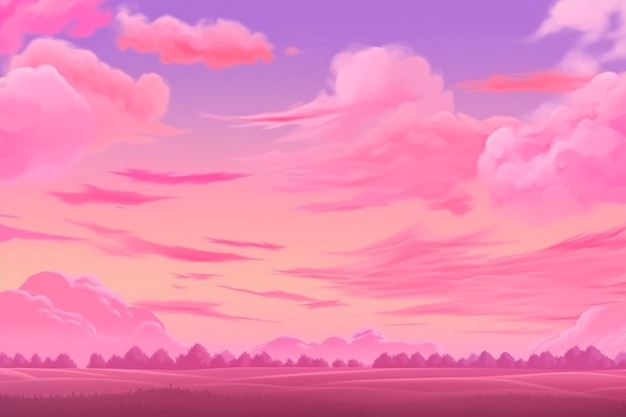 Pink sky and clouds landscape