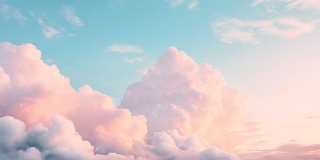 A pink sky with clouds and a blue sky with a pink cloud.