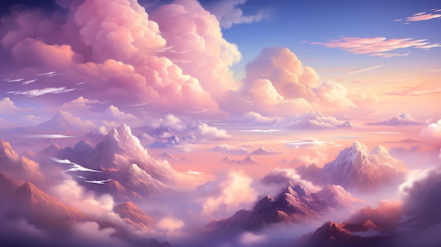 Фото Розовое небо с облаками
