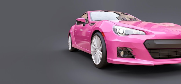 Pink small sports car coupe. 3d rendering.