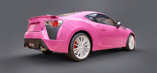 Pink small sports car coupe. 3d rendering.