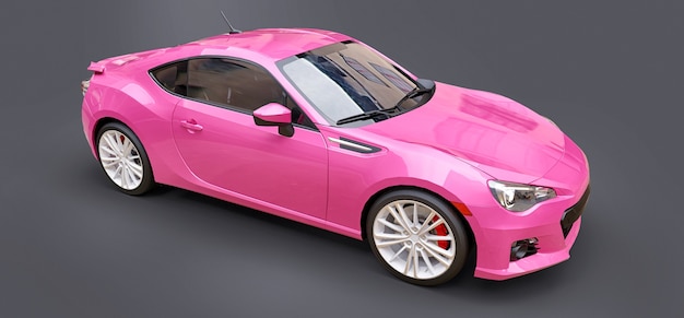 Pink small sports car coupe. 3d rendering.