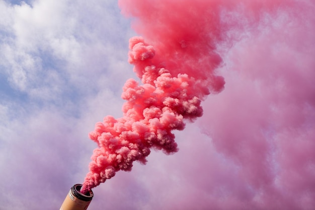 Pink smoke bomb festival color smoke signal burning