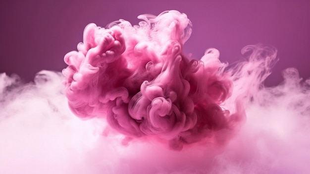 Foto nuvola di fumo rosa con ombre viola isolate