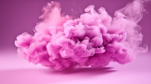 Foto nuvola di fumo rosa con ombre viola isolate