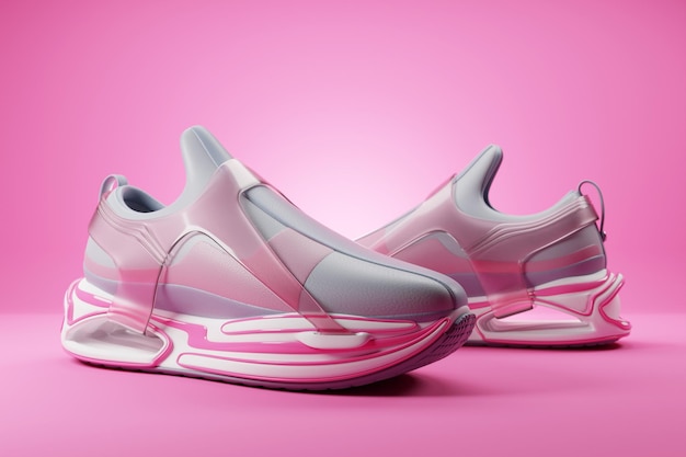 Pink sneaker premium 3d Render on a monochrone background