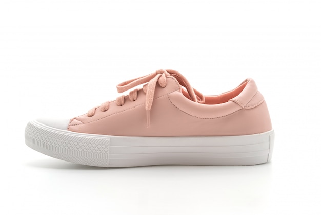 pink sneakers shoes on white 