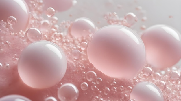 Pink soap bubbles on the white background Pink foam background