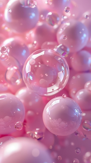 Photo a pink soap bubbles with bubbles in the middle