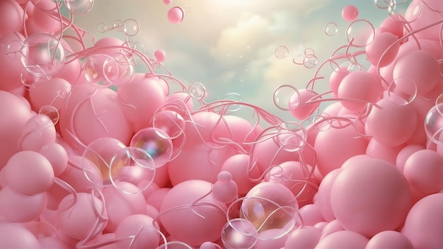 Pink soap bubbles