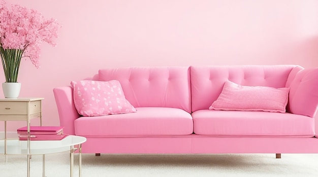 Photo pink sofa living room with