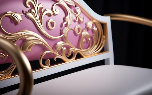 Pink sofa with gold pattern on the floor in the public