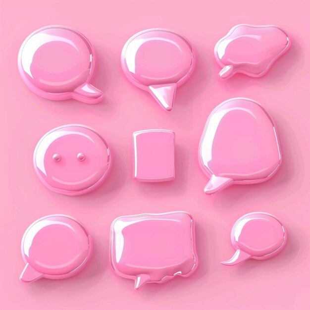 pink speech bubble collection set