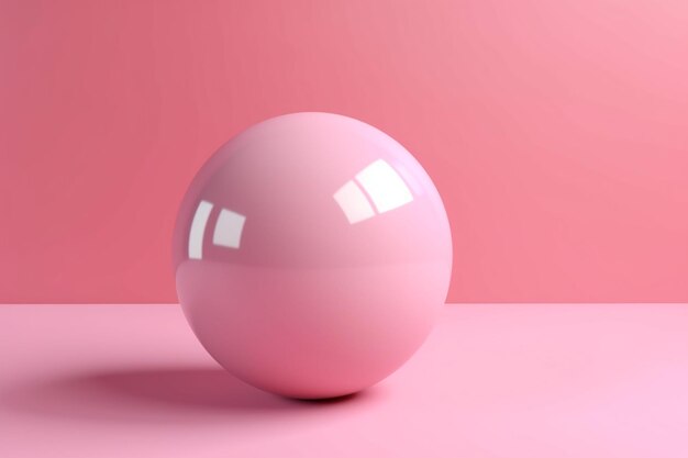 Photo pink sphere ball on pink pastel background 3d render