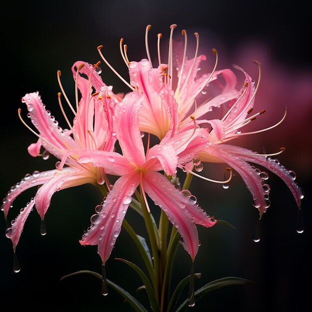 Photo pink spider lilly