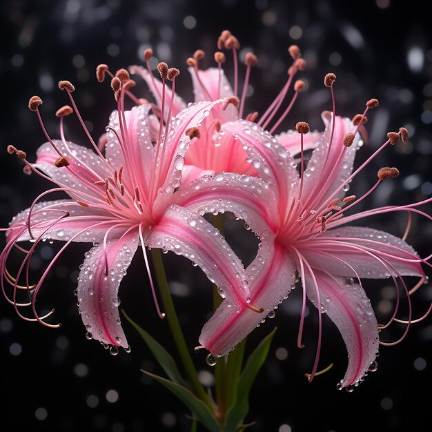 Photo pink spider lily