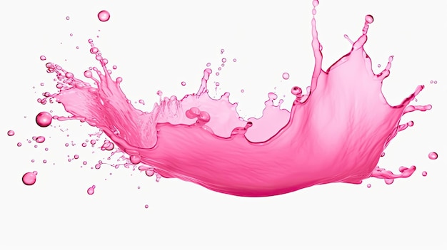 Photo pink splash isolated on white realistic 4k