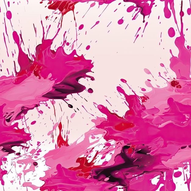 Pink splashes and watercolor paint on a white background tiled