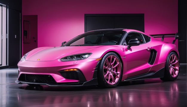 A pink sports car racing wallpaper