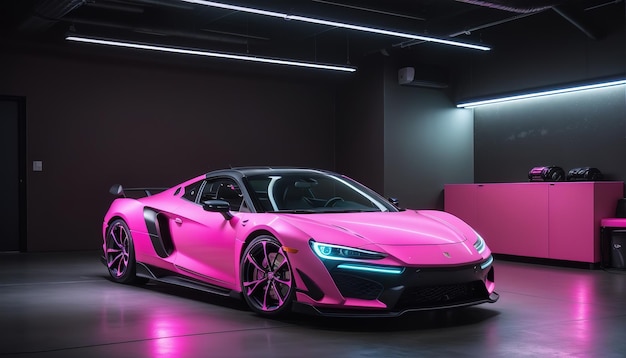 A pink sports car racing wallpaper