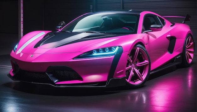 A pink sports car racing wallpaper