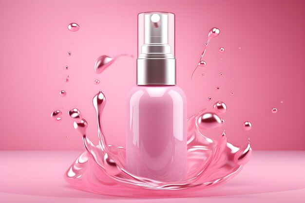 a pink spray bottle with a silver cap