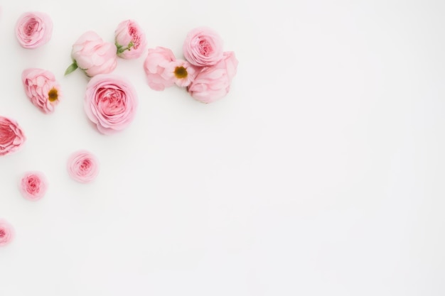 Pink spring flower on white background beautiful bunch of flower