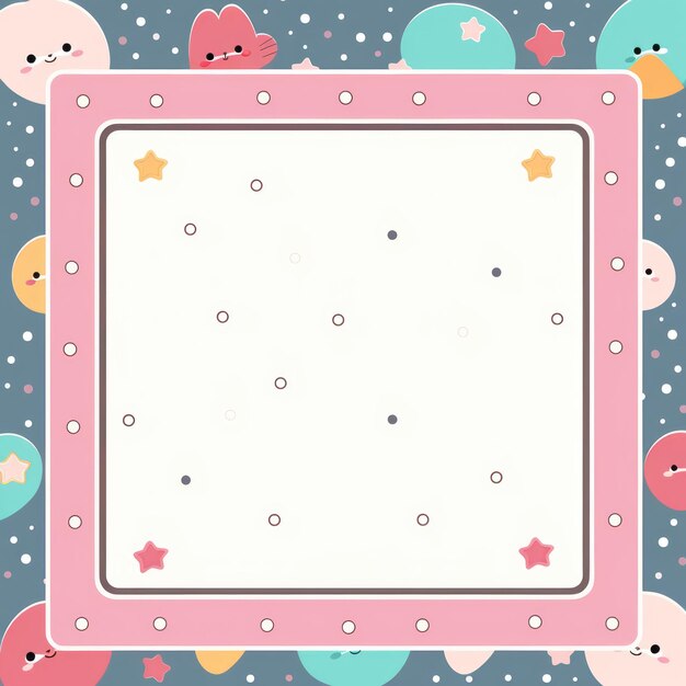 a pink square frame with stars and hearts on it