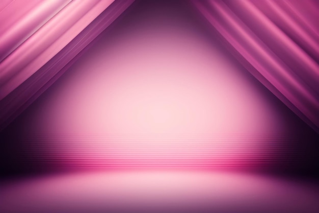Розовая сцена с прожектором и розовым фоном
