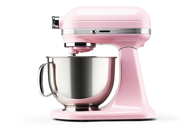 Pink stand mixer isolated on white background