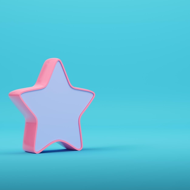 Pink star on bright blue background in pastel colors