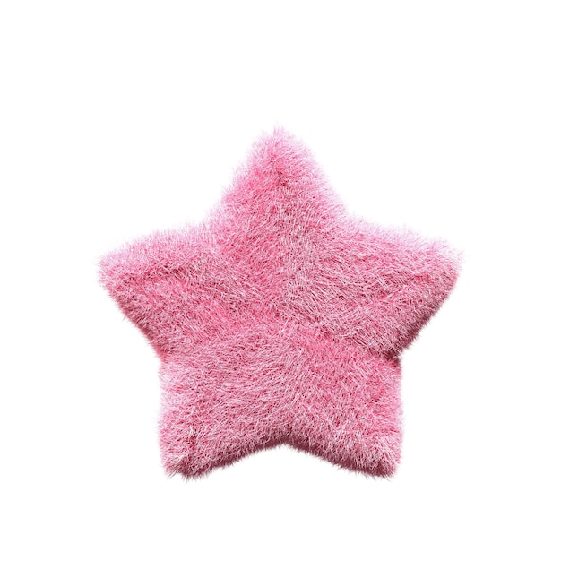 pink star Fur 3D element render Typography fluffy style