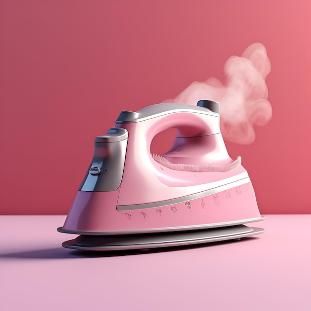 Foto un ferro da stiro a vapore rosa con sopra la scritta steam