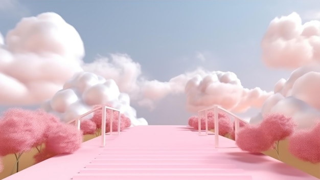 Premium Photo | Pink steps leading to a pink carpet