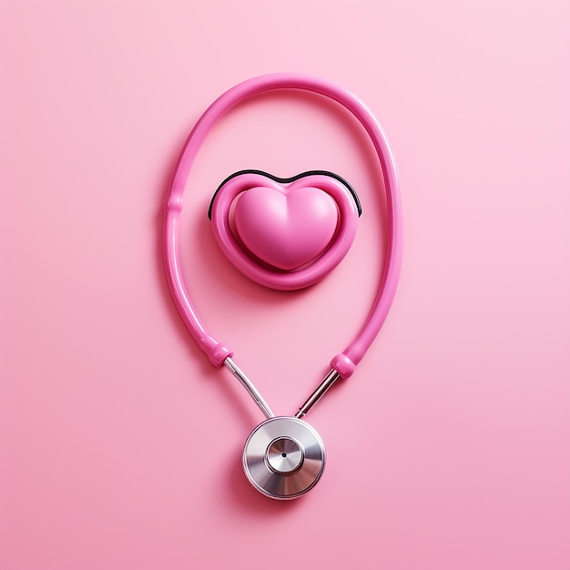 A pink stethoscope on a pink background