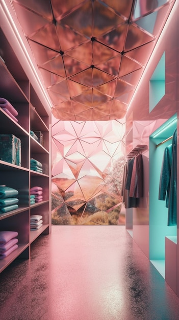 A pink store with a wall mural that says'pink '