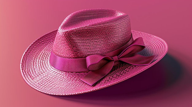 Pink straw hat with a matching ribbon This is a beautiful pink straw hat with a matching ribbon