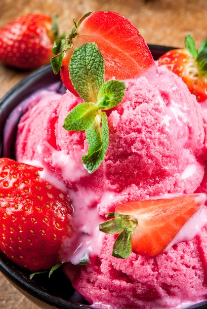 Pink strawberry ice cream