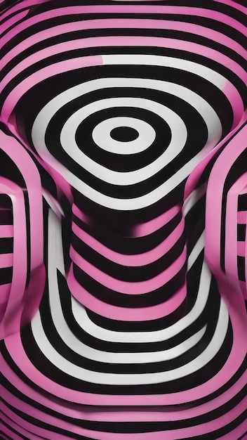 Photo pink stripes and circles on a black white background