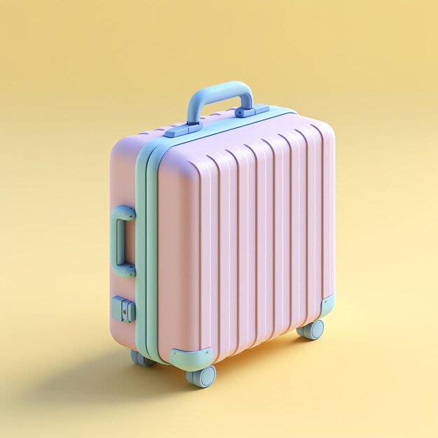 Pink suitcase with blue handles