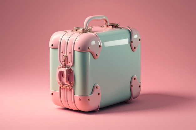 A pink suitcase with a pink handle and the word love on it.