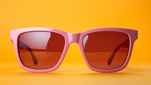 Pink sunglasses on orange background