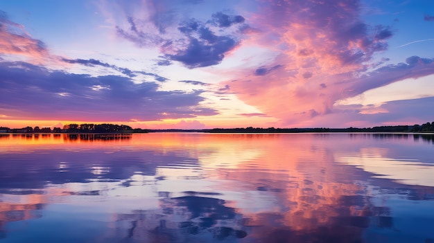 ピンクの夕焼け空の背景