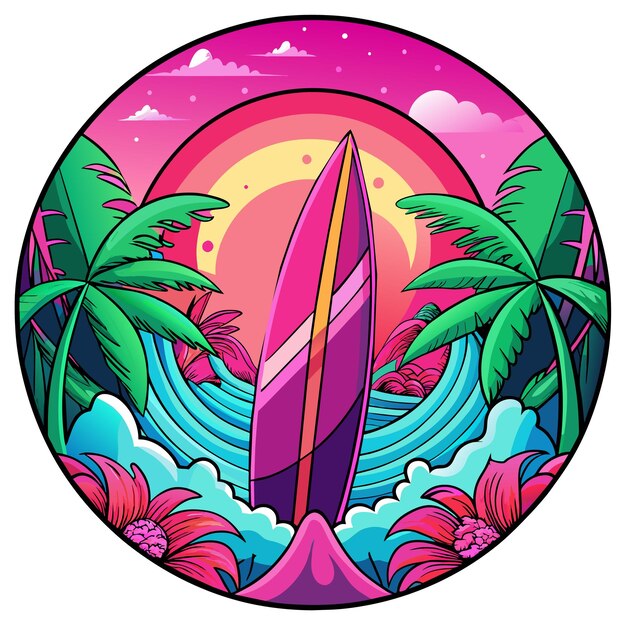 A pink surfboard