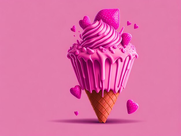 Pink sweet ice cream