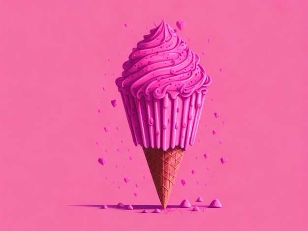 Pink sweet ice cream