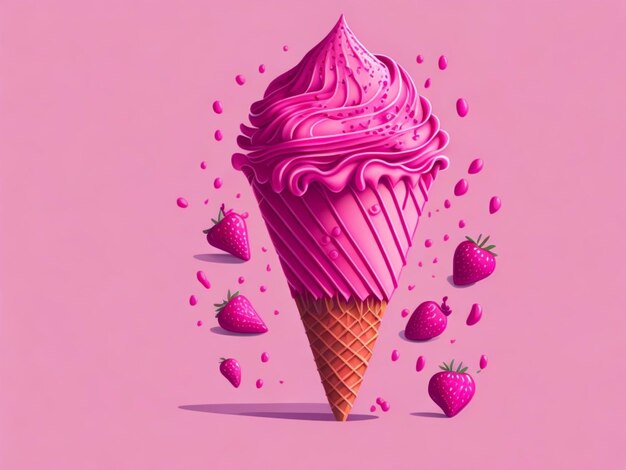 Pink sweet ice cream