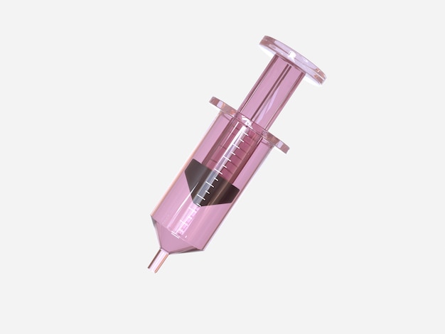 Photo pink syringe doctor medical concept 3d rendering