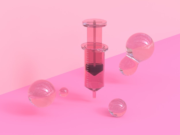 pink syringe doctor medical concept 3d rendering